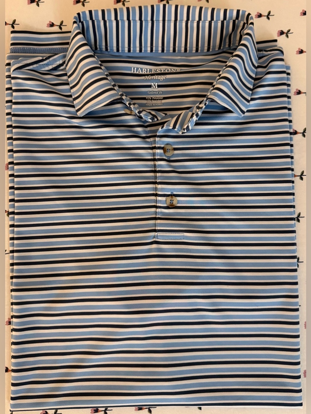 Harlestons The Heritage Wagner Polo – Black/Blue/White Stripe – Men’s M – EUC
